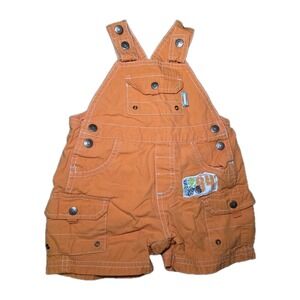 Baby Headquarters Orange Short Overalls 12M Cotton Cargo Pockets Infant Outfit